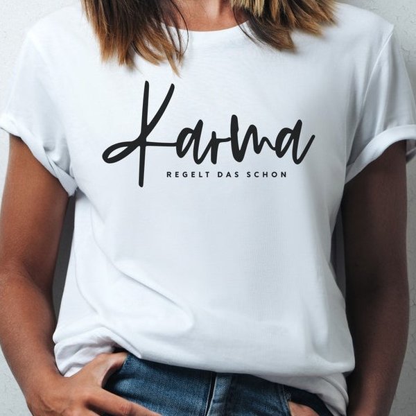Damen T-Shirt Karma weiß